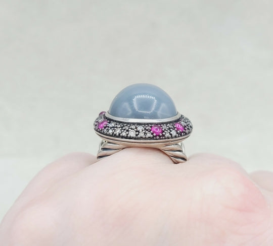  David Yurman Cerise Midnight Melange Ring – Moonstone & Ruby