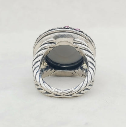 David Yurman Cerise Midnight Melange Ring With Moonstone, Ruby and Diamonds