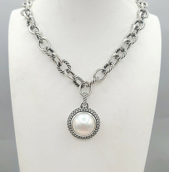  David Yurman Cerise Moonlight Ice Pendant – Pearl & Diamond