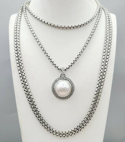  David Yurman Cerise Moonlight Ice Pendant – Pearl & Diamond