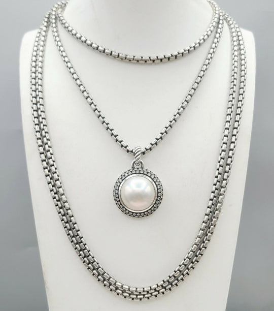  David Yurman Cerise Moonlight Ice Pendant – Pearl & Diamond
