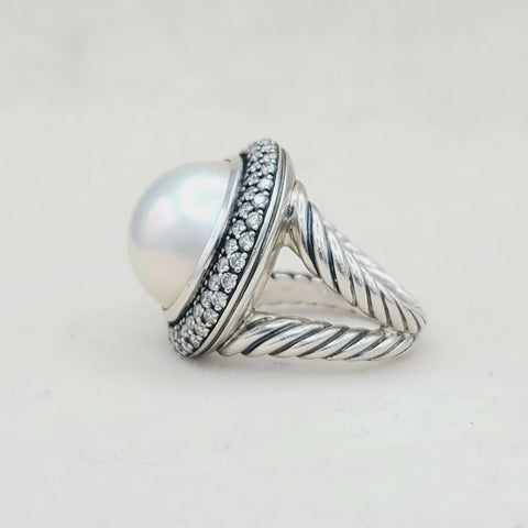  David Yurman Cerise Moonlight Ice Ring – Pearl & Diamonds