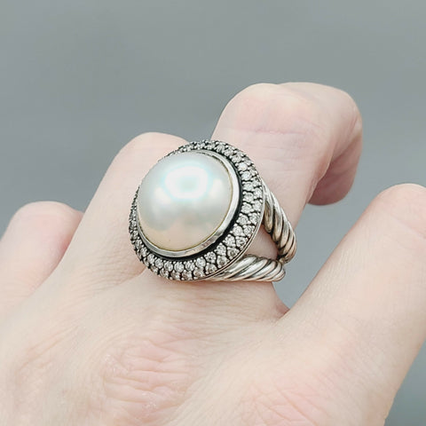  David Yurman Cerise Moonlight Ice Ring – Pearl & Diamonds