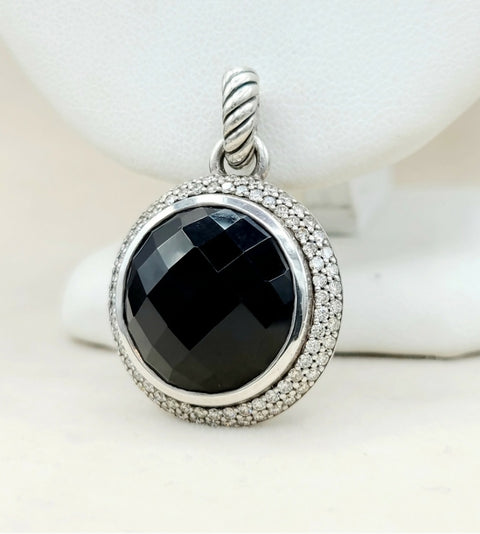  David Yurman Cerise Pendant – 18mm Black Onyx & Diamonds