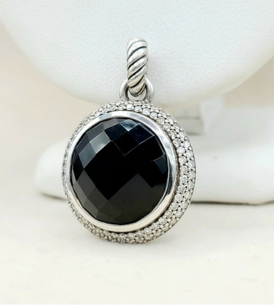  David Yurman Cerise Pendant – 18mm Black Onyx & Diamonds