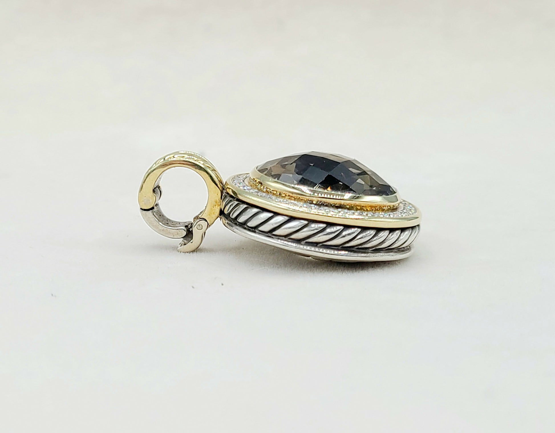 David Yurman Cerise Pendant Enhancer With Smoky Quartz Diamonds And    #
