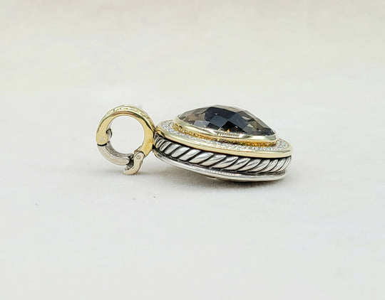  David Yurman Cerise Pendant Smoky Quartz, Diamonds & Gold
