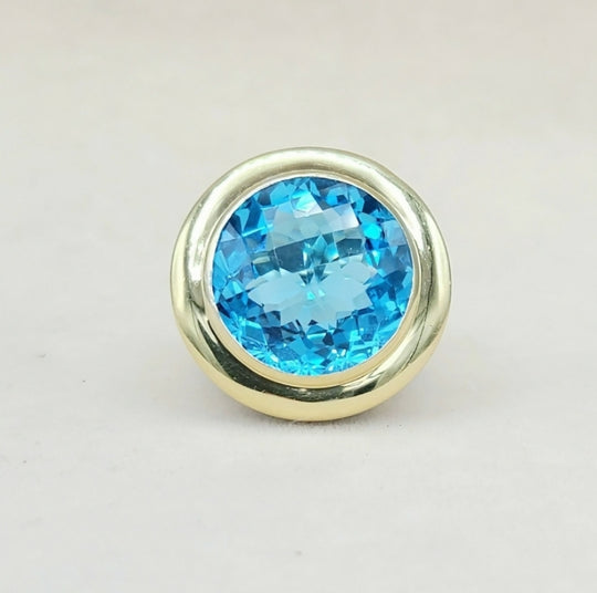  David Yurman Cerise Ring 18mm – Blue Topaz & Gold