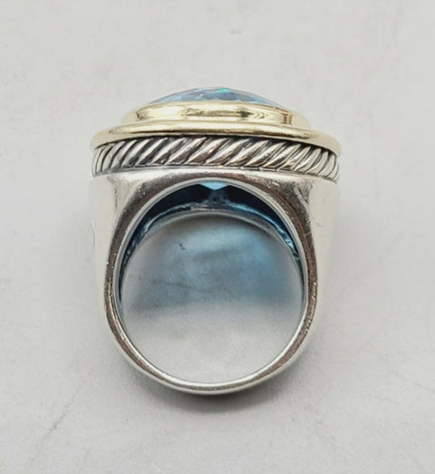  David Yurman Cerise Ring 18mm – Blue Topaz & Gold