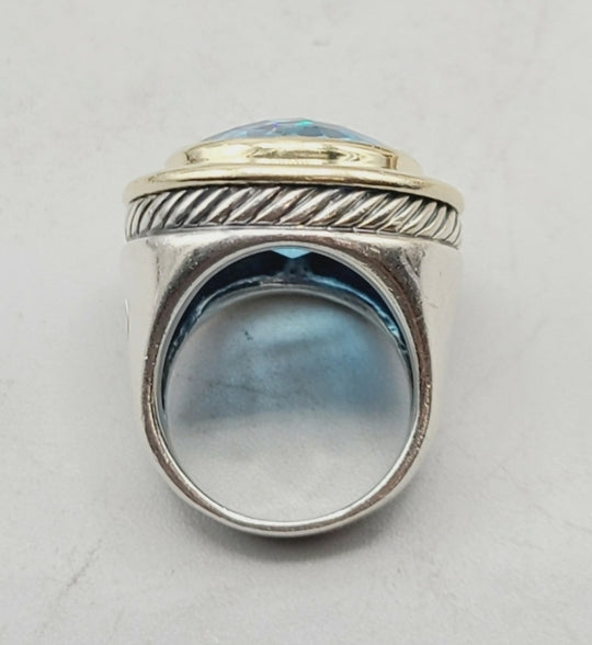  David Yurman Cerise Ring 18mm – Blue Topaz & Gold