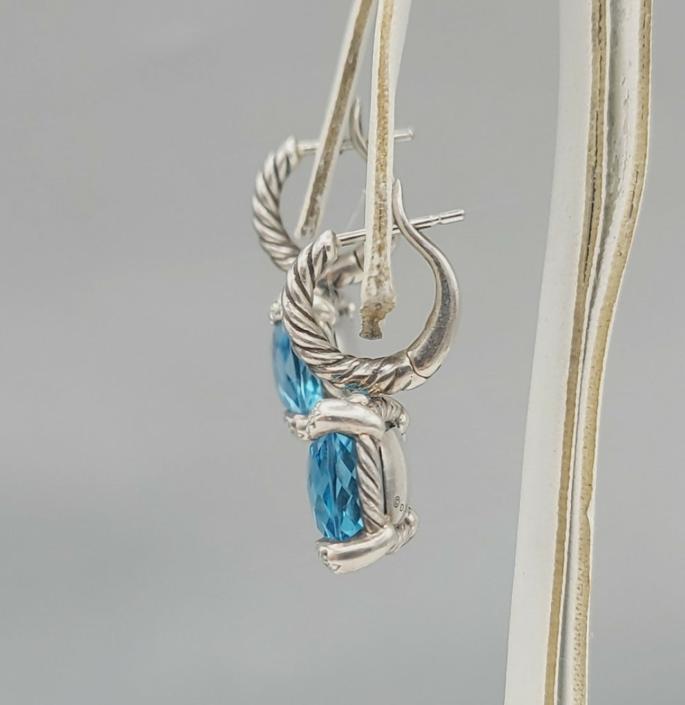 David Yurman Chatelaine Blue Topaz Diamond Drop Earrings