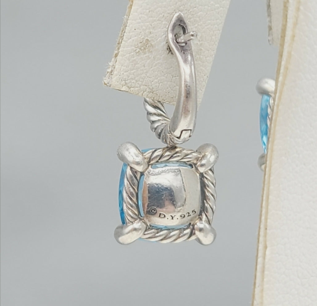 David Yurman Chatelaine Blue Topaz Diamond Drop Earrings