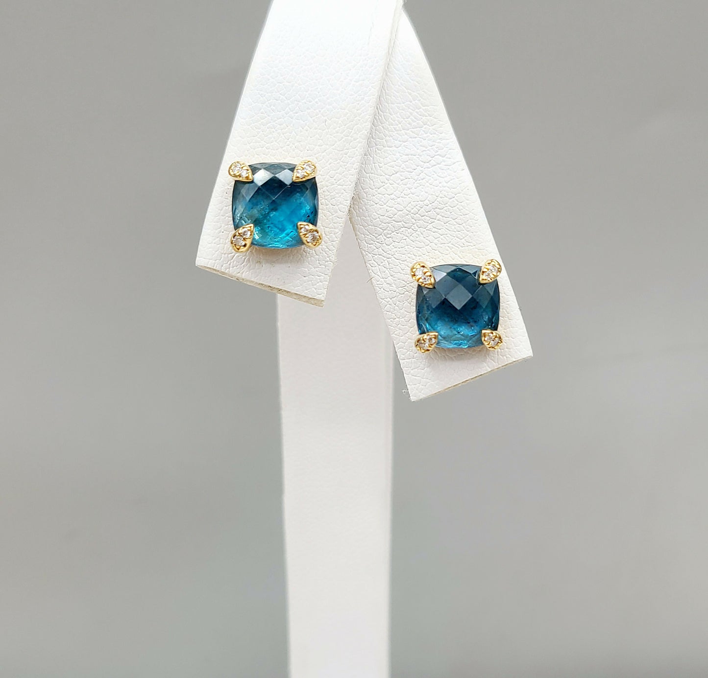 David Yurman Chatelaine Earrings Blue Topaz & Gold  AYW Luxury