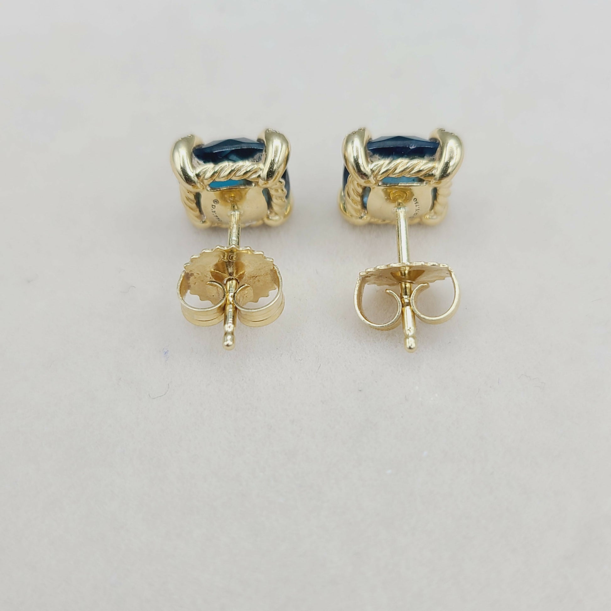 David Yurman Chatelaine Earrings Blue Topaz & Gold  AYW Luxury