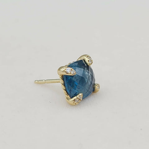  David Yurman Chatelaine Earrings Blue Topaz & Gold