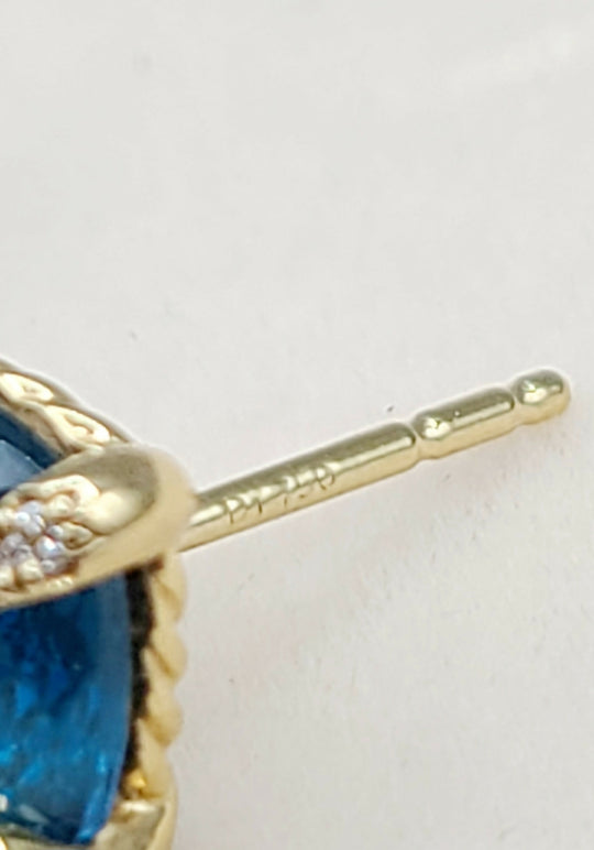  David Yurman Chatelaine Earrings Blue Topaz & Gold