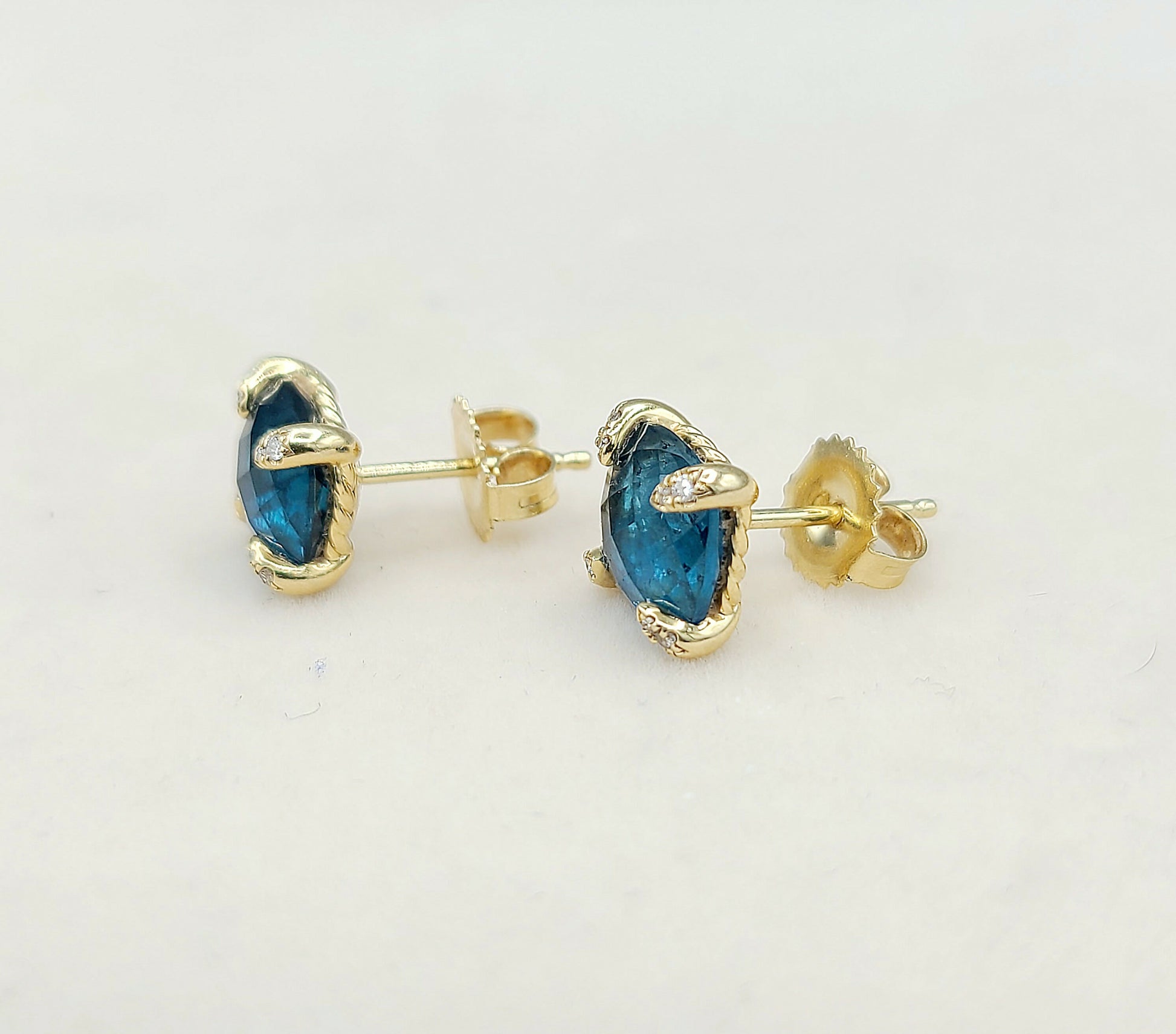 David Yurman Chatelaine Earrings Blue Topaz & Gold  AYW Luxury