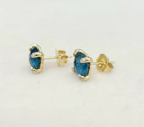  David Yurman Chatelaine Earrings Blue Topaz & Gold