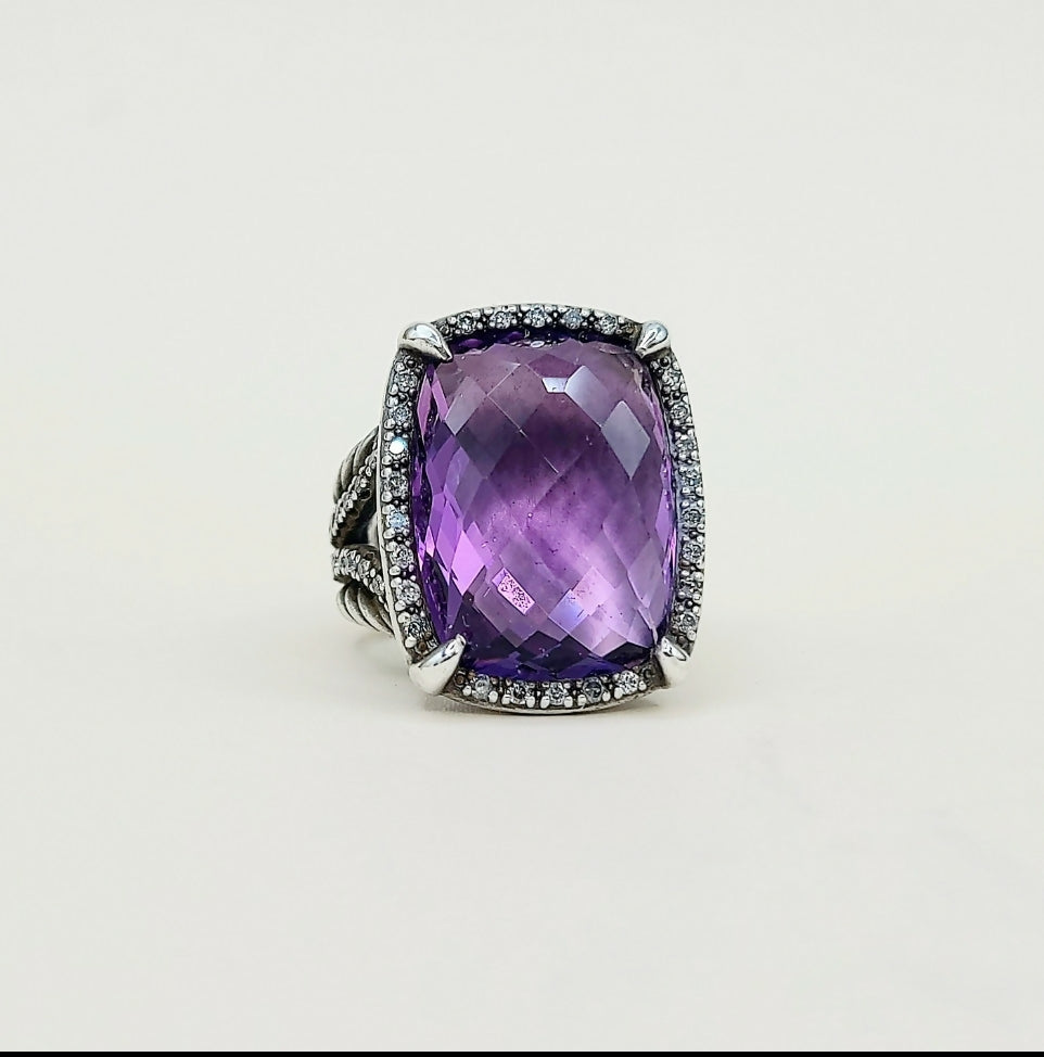    David Yurman Chatelaine Elongated Ring Amethyst & Diamonds