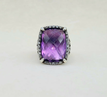    David Yurman Chatelaine Elongated Ring Amethyst & Diamonds