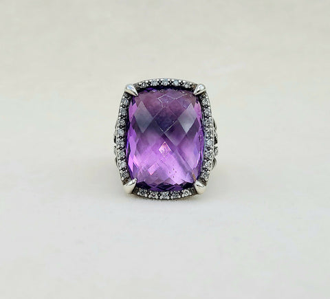  David Yurman Chatelaine Elongated Ring Amethyst & Diamonds