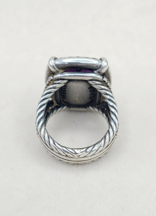  David Yurman Chatelaine Elongated Ring Amethyst & Diamonds