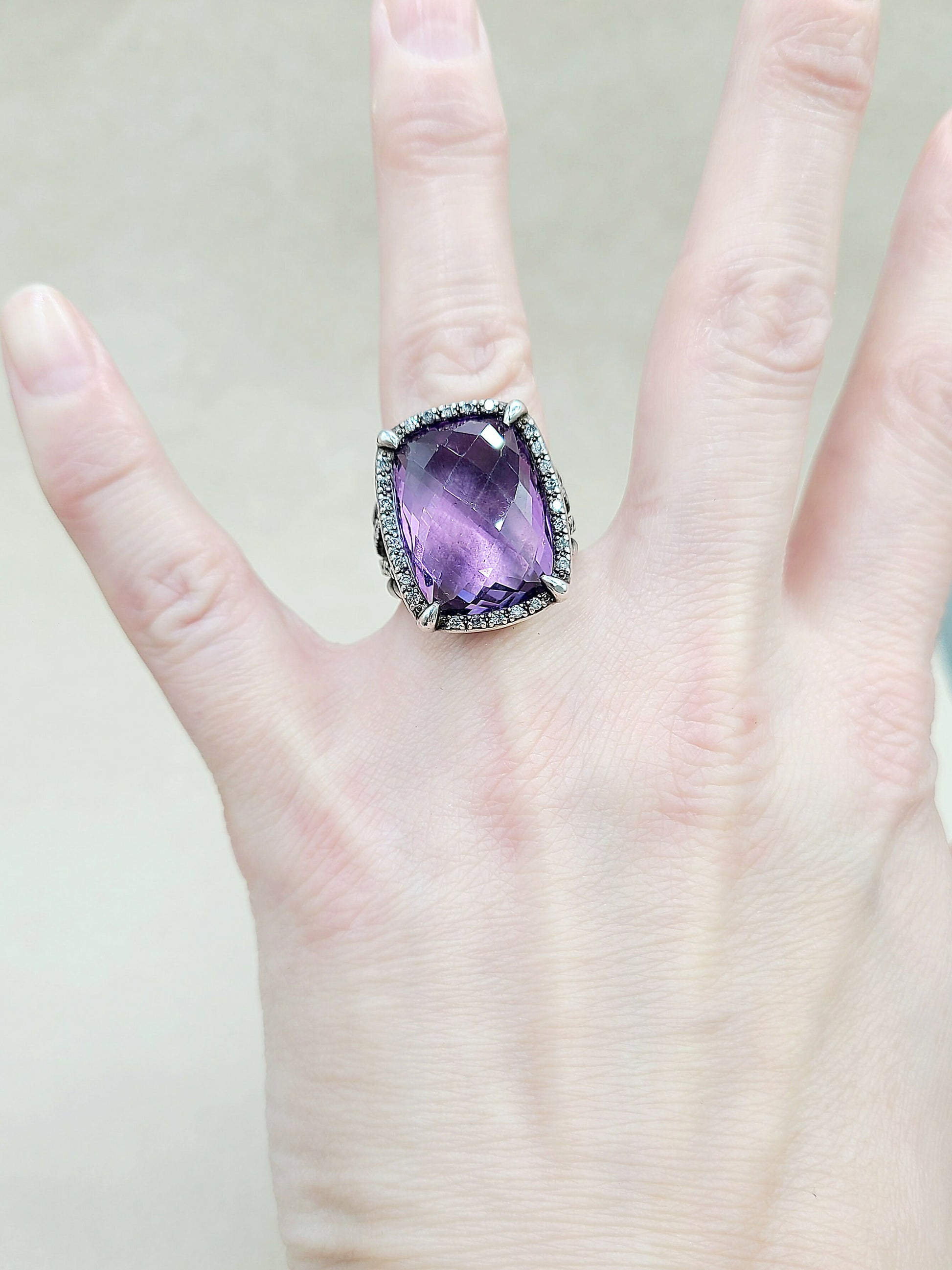    David Yurman Chatelaine Elongated Ring Amethyst & Diamonds