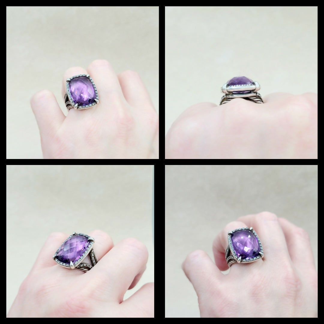    David Yurman Chatelaine Elongated Ring Amethyst & Diamonds