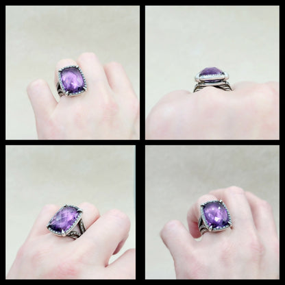    David Yurman Chatelaine Elongated Ring Amethyst & Diamonds