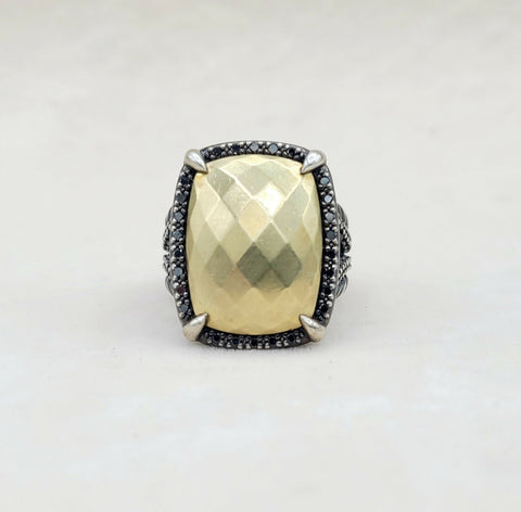  David Yurman Chatelaine Oblong Ring Black Diamonds & Gold