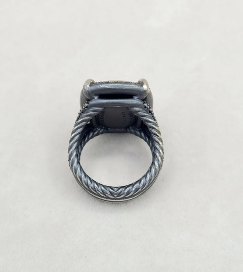  David Yurman Chatelaine Oblong Ring Black Diamonds & Gold