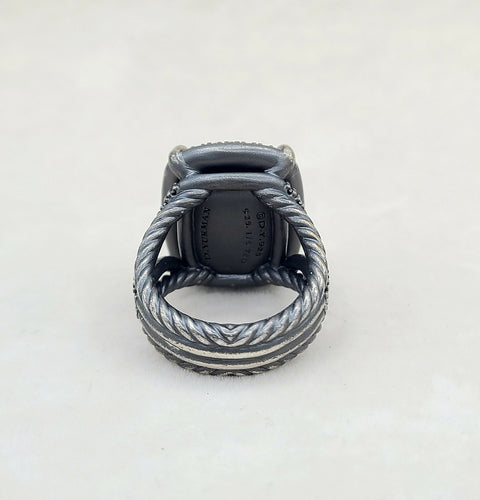  David Yurman Chatelaine Oblong Ring Black Diamonds & Gold