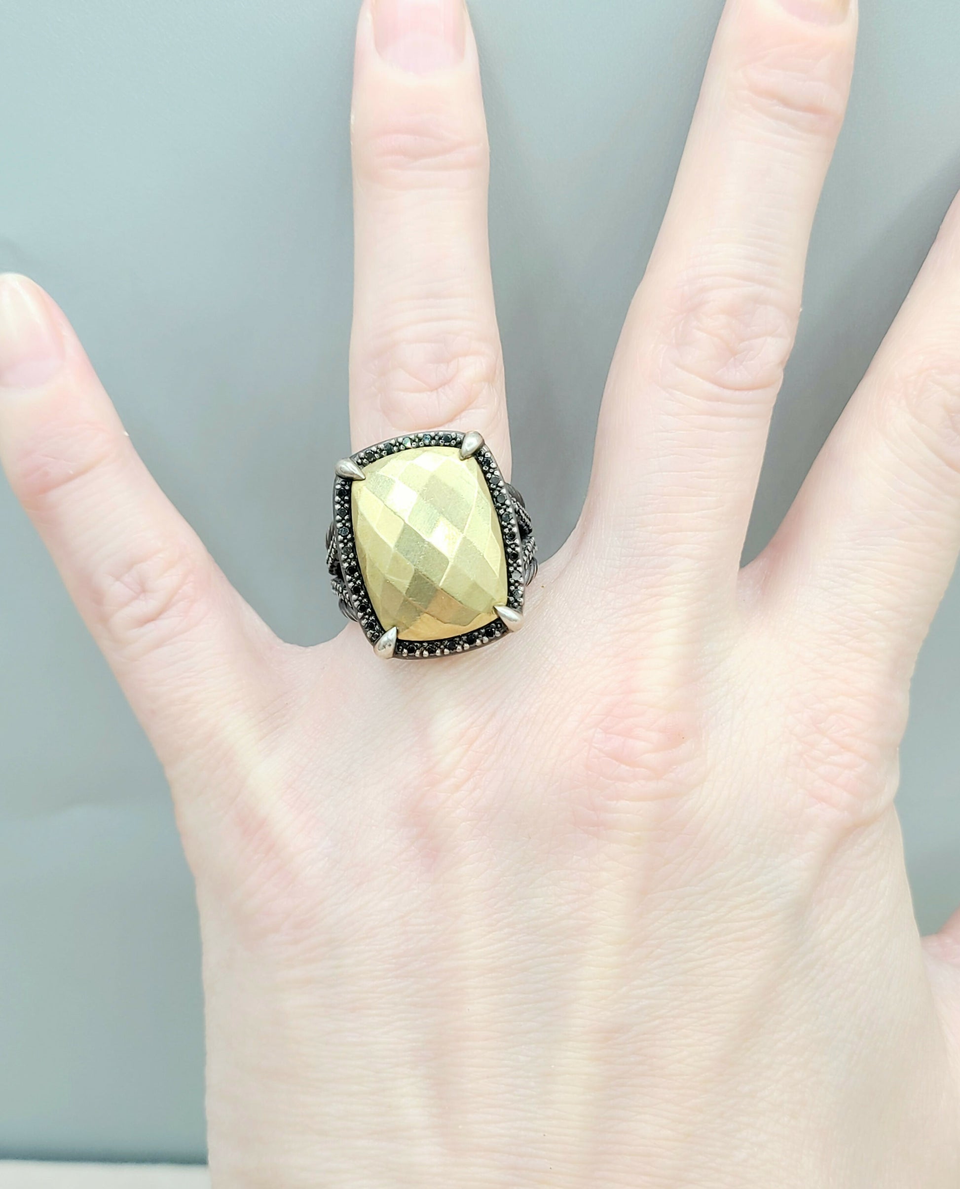 David Yurman Chatelaine Gold Dome Black Diamond Ring Certified   AYW Luxury #