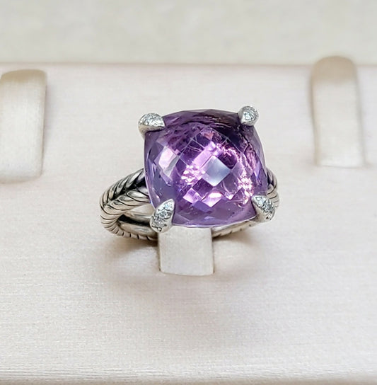 David Yurman Chatelaine Ring Amethyst & Diamond    #