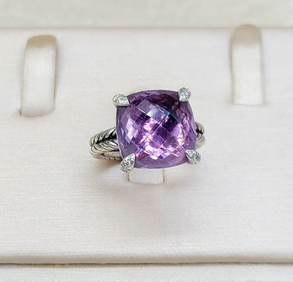 David Yurman Chatelaine Ring Amethyst & Diamond    #