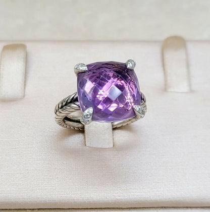 David Yurman Chatelaine Ring Amethyst & Diamond    #