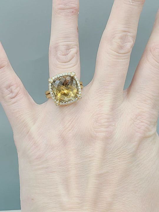  David Yurman Chatelaine Ring – Citrine, Diamonds & Gold