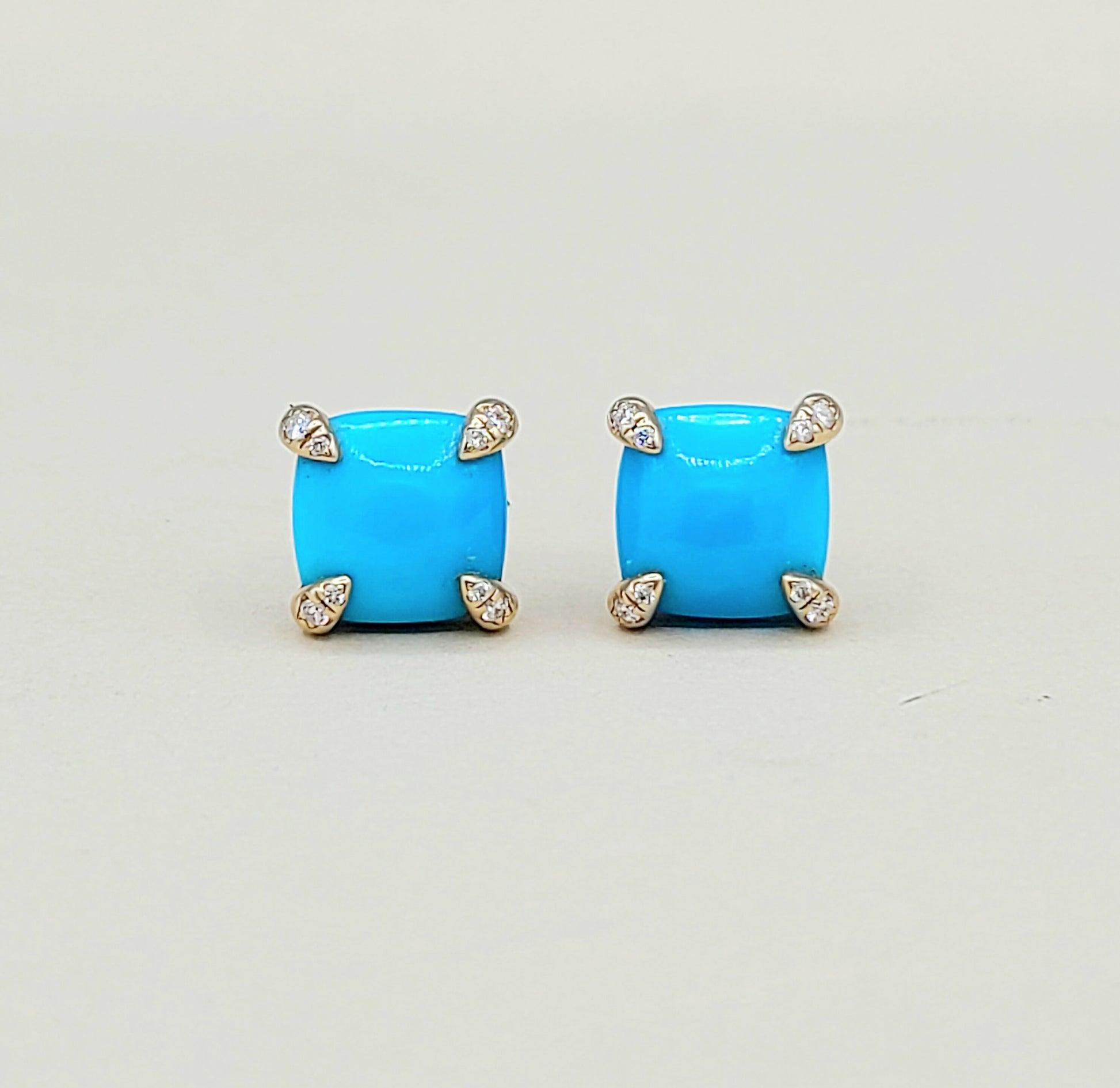 David Yurman Chatelaine Stud Earrings Turquoise & Diamonds  AYW Luxury