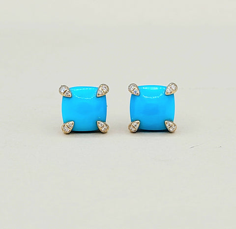 David Yurman Chatelaine Stud Earrings Turquoise & Diamonds