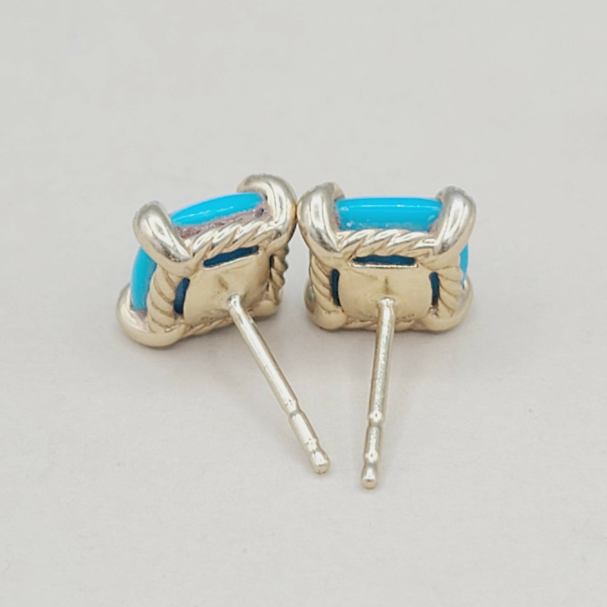 David Yurman Chatelaine Stud Earrings Turquoise & Diamonds  AYW Luxury