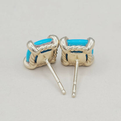 David Yurman Chatelaine Stud Earrings Turquoise & Diamonds  AYW Luxury