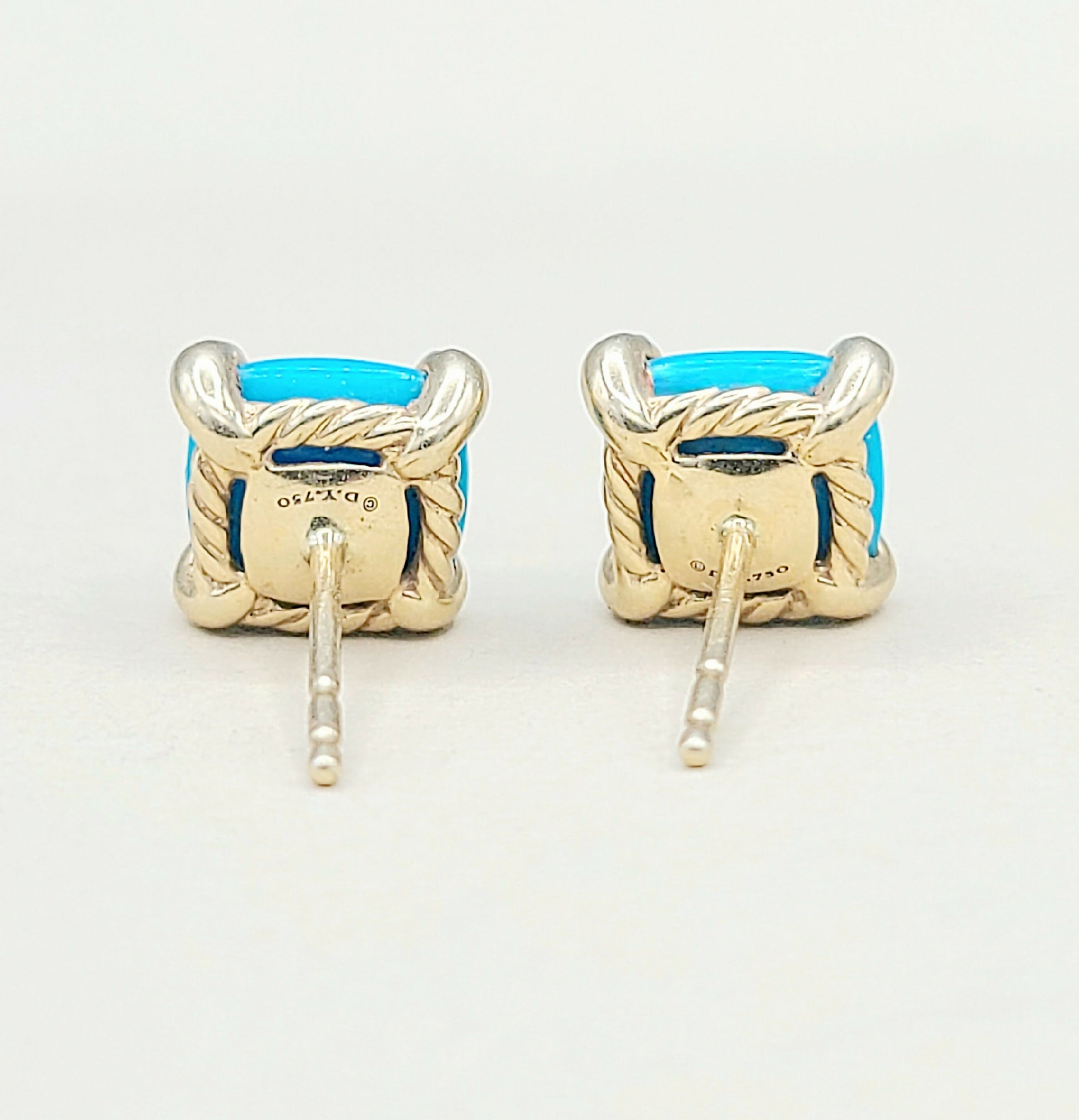David Yurman Chatelaine Stud Earrings Turquoise & Diamonds  AYW Luxury