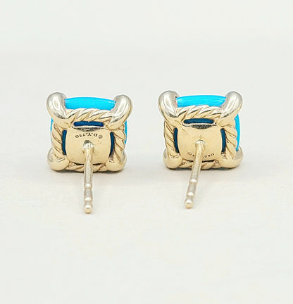 David Yurman Chatelaine Stud Earrings Turquoise & Diamonds  AYW Luxury