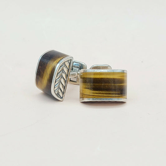 David Yurman Chevron Cufflinks Tiger’s Eye  AYW Luxury