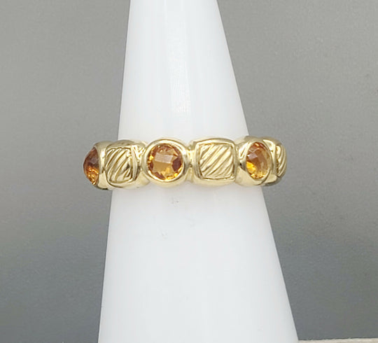  David Yurman Chiclet Band Ring – Citrine & 18k Gold