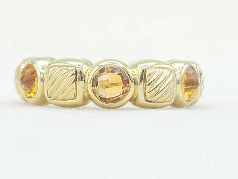  David Yurman Chiclet Band Ring – Citrine & 18k Gold