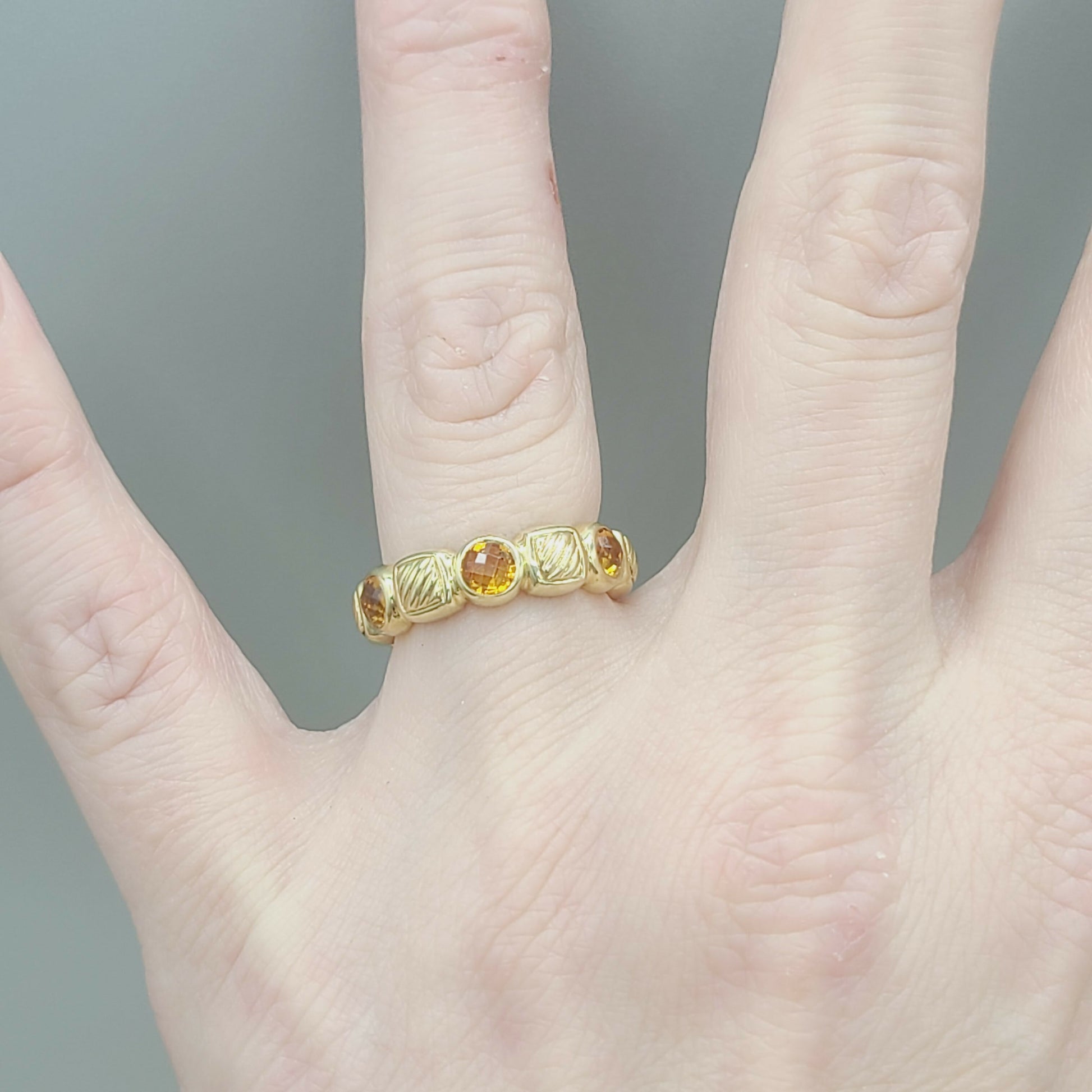 David Yurman Chiclet Citrine Gold Band Ring | Certified Pre-Owned  AYW Luxury #