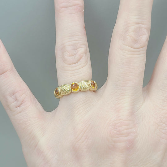  David Yurman Chiclet Band Ring – Citrine & 18k Gold