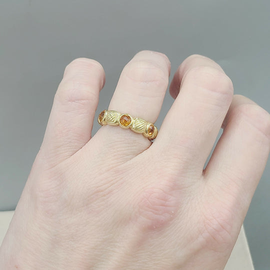  David Yurman Chiclet Band Ring – Citrine & 18k Gold