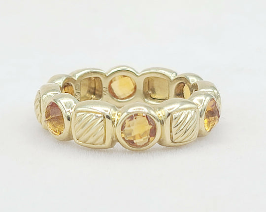  David Yurman Chiclet Band Ring – Citrine & 18k Gold